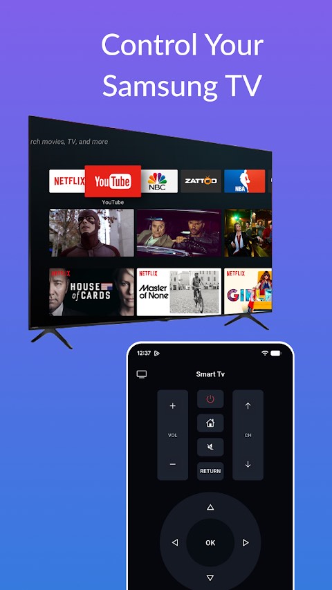 Samsung Remote for TVs remote screen
